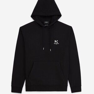 The Kooples Black Hoodie, Graphic Print- The World, Organic Cotton, NWT Large